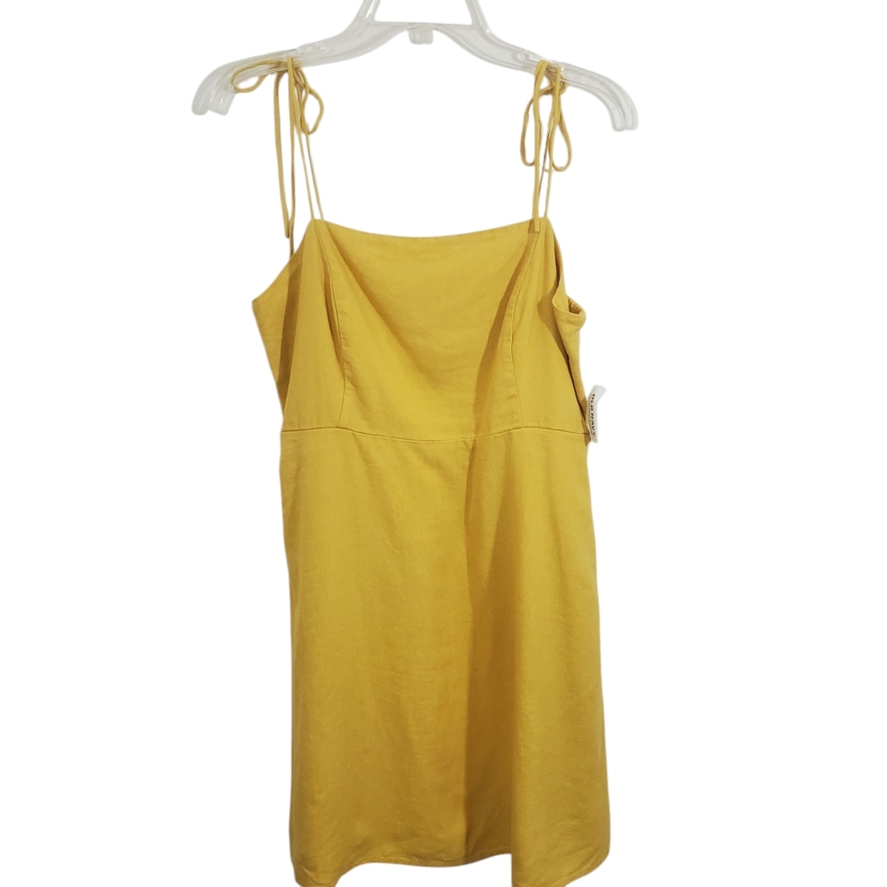 NWT Old Navy Fit & Flare Linen-Blend Mini Dress Sweet Pollen Yellow Size Large